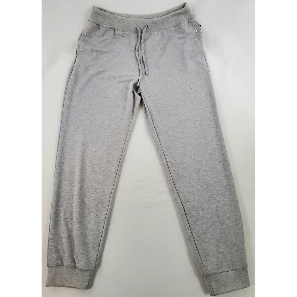 BEBE women sweatpants 5CP05135BB LT HTH gray cotton blend pockets sz L $49